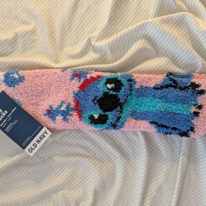 Old Navy Fuzzy Socks with Pink and Blue Design